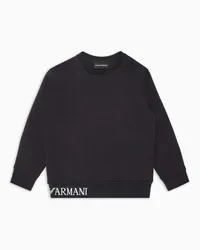 Emporio Armani OFFICIAL STORE Felpa Comfort Fit In Double Jersey Con Logo Jacquard Blu