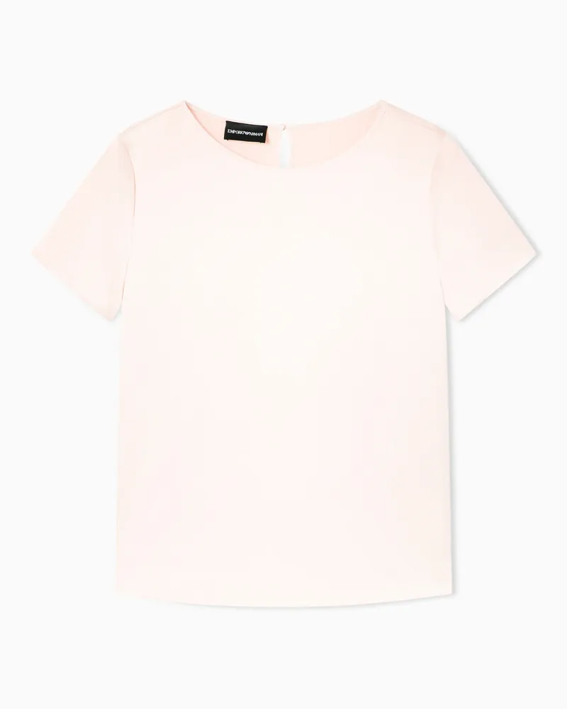 Emporio Armani Blusa a maniche corte in raso di seta Rosa