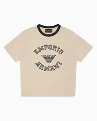 Emporio Armani OFFICIAL STORE T-shirt Comfort Fit In Jersey Con Ricamo Maxi Logo Asv Beige