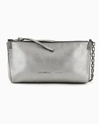 Emporio Armani OFFICIAL STORE Borsa A Spalla In Pelle Metallizzata Argento