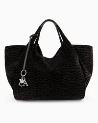 Emporio Armani OFFICIAL STORE Maxi Shopper In Velluto Monogram All Over Nero