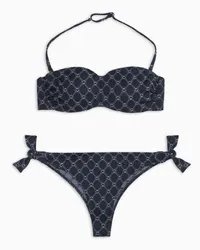 Emporio Armani OFFICIAL STORE Bikini Con Fascia Imbottita In Tessuto Jacquard Monogram Blu