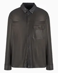 Emporio Armani OFFICIAL STORE Camicia Loose Fit In Nappa Di Agnello Guanteria Nero