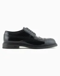 Emporio Armani OFFICIAL STORE Derby In Pelle Spazzolata Con Punzonature Coda Di Rondine Nero