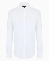 Emporio Armani OFFICIAL STORE Camicia Slim Fit In Raso Leggero Comfort Bianco