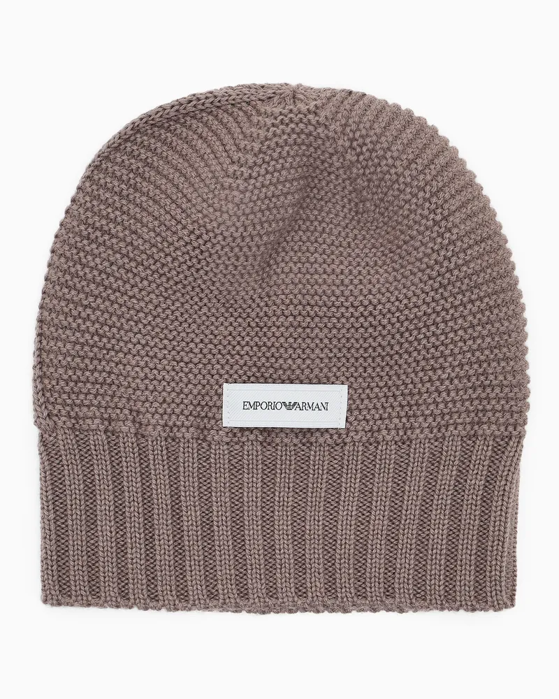 Emporio Armani Rapper Hat con lavorazione a trecce e fondo a coste Marrone