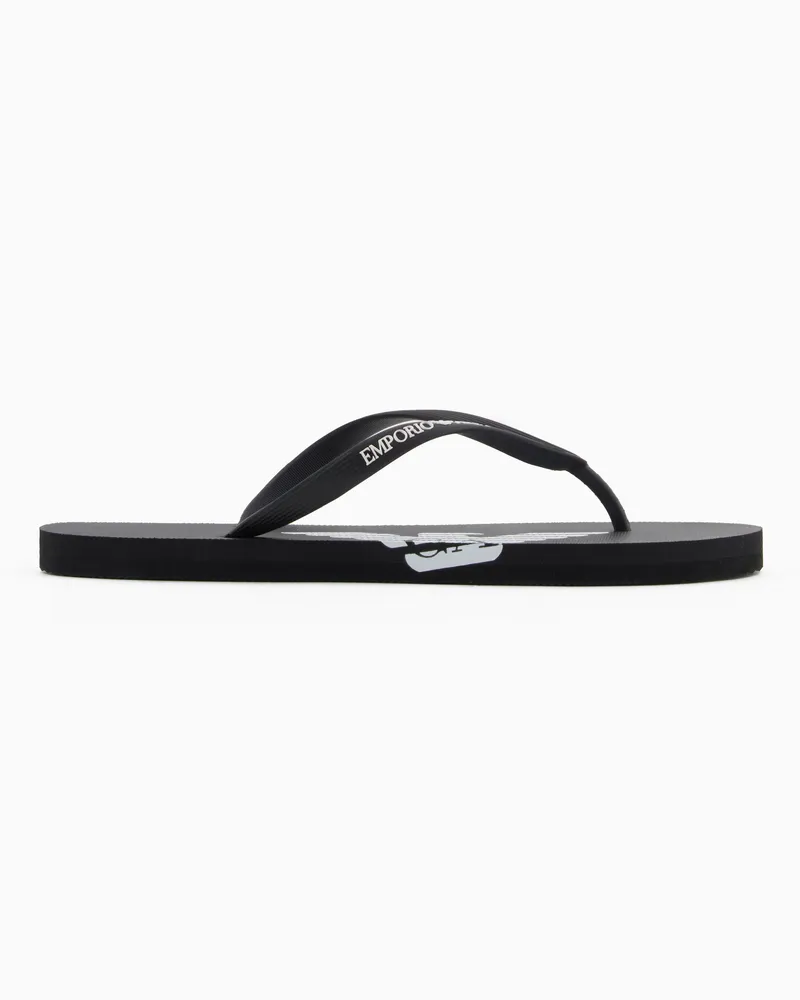Emporio Armani Infradito in gomma con logo Nero