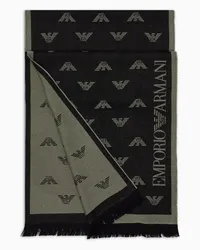 Emporio Armani OFFICIAL STORE Sciarpa In Lana Con Aquila Jacquard All Over Fantasia