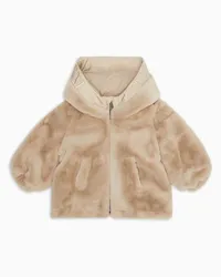 Emporio Armani OFFICIAL STORE Blouson Effetto Fur Con Zip E Cappuccio Beige