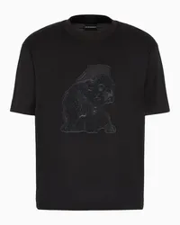 Emporio Armani OFFICIAL STORE T-shirt In Jersey Misto Lyocell Con Maxi Patch French Bulldog Clubwear Asv Nero