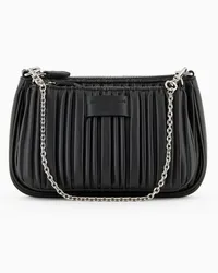 Emporio Armani OFFICIAL STORE Mini Bag Doppia A Tracolla In Simil Nappa Plissé Riciclata Asv Nero