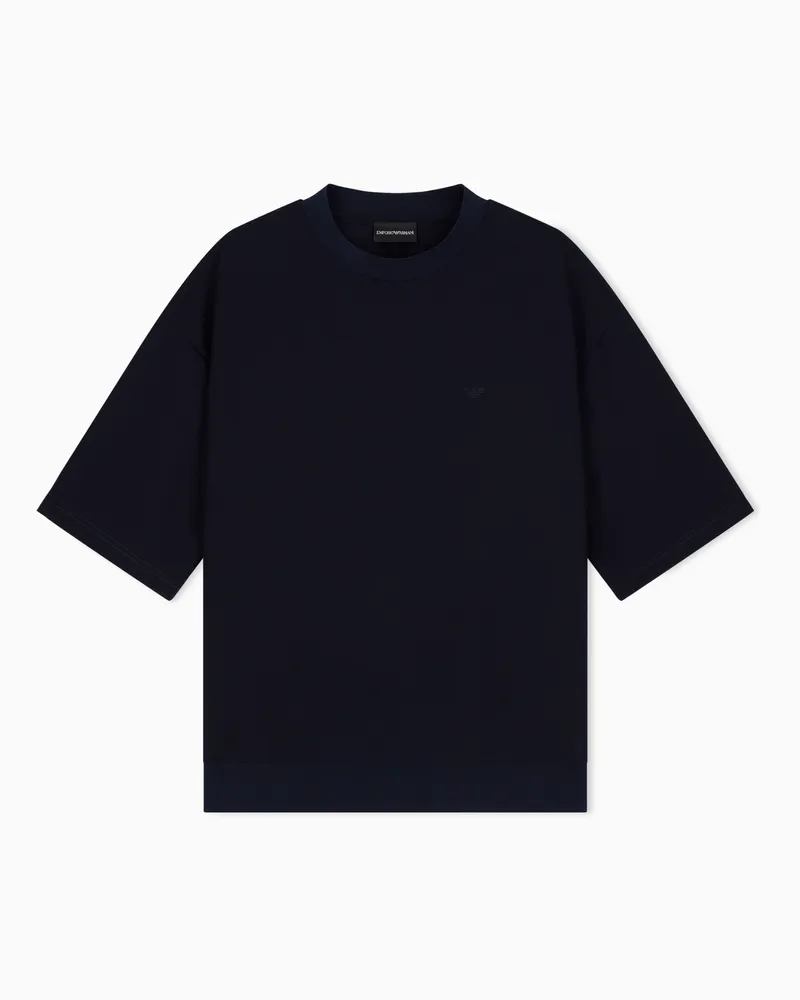 Emporio Armani T-shirt in jersey crepe effetto piquet 3D Icon Blu