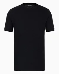 Emporio Armani OFFICIAL STORE T-shirt In Jersey Mercerizzato Jacquard Eagle All Over Blu