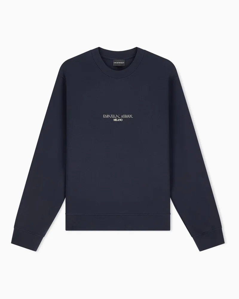 Emporio Armani Felpa in double jersey con logo a contrasto Blu