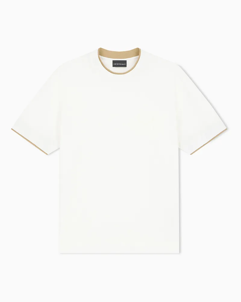 Emporio Armani T-shirt in jersey misto lyocell con logo EA bombé Bianco