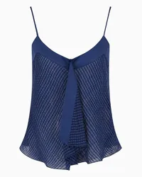 Emporio Armani OFFICIAL STORE Top Con Volant In Tessuto Seersucker Motivo Effetto Vichy Blu