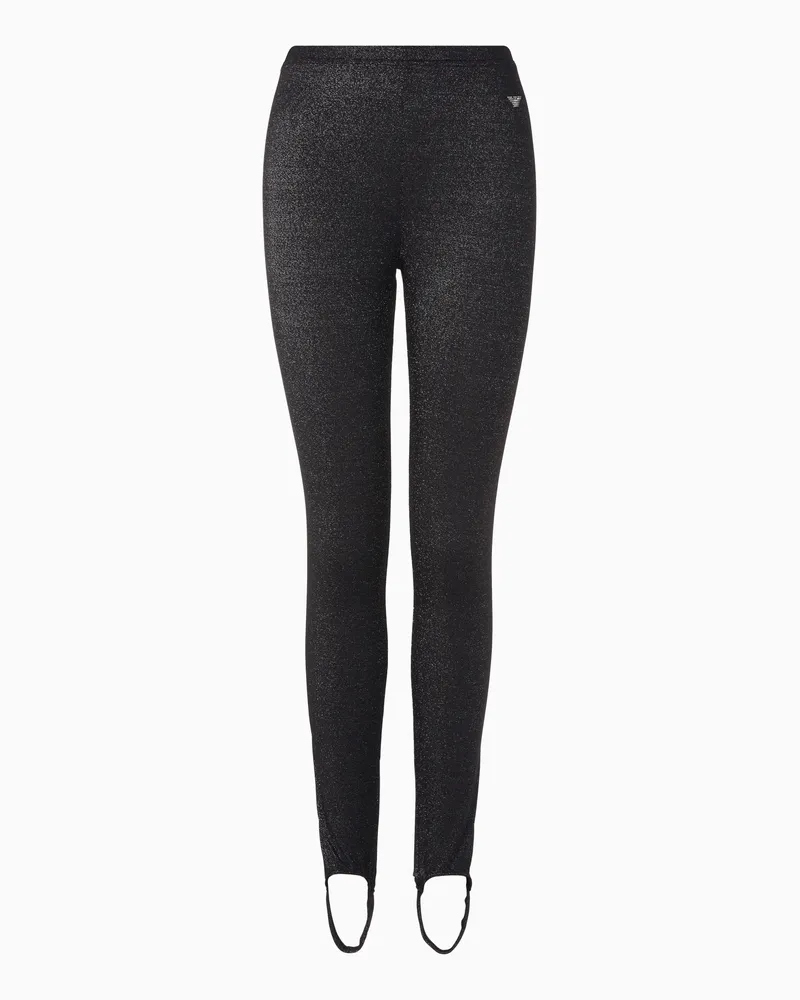 Emporio Armani Leggings loungewear con staffa in lurex Nero