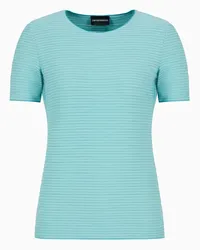 Emporio Armani OFFICIAL STORE Maglia A Maniche Corte In Jersey Stretch Con Trama Irregolare A Rilievo Verde