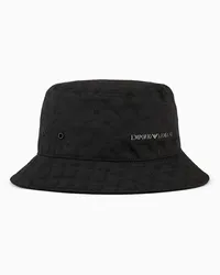 Emporio Armani OFFICIAL STORE Cloche In Tessuto Jacquard Eagle All Over Con Laccio Nero