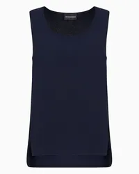 Emporio Armani OFFICIAL STORE Top In Tessuto Sablé Stretch Con Spacchi Laterali Blu