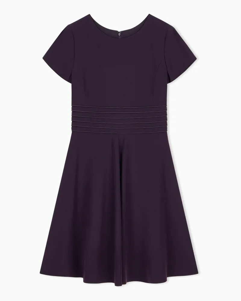 Emporio Armani Abito in cady tecnico con maniche corte e pieghe in vita Viola