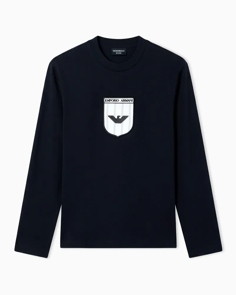 Emporio Armani Maglia in jersey interlock con ricamo Icon Grigio