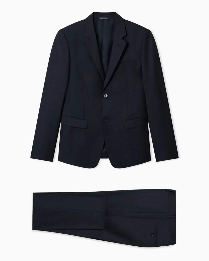 Emporio Armani Abito in lana high twist microdisegni Blu