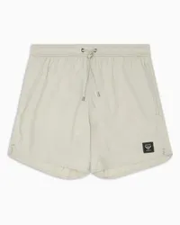 Emporio Armani OFFICIAL STORE Costume Shorts In Nylon Seersucker Black Label Grigio