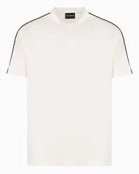 Emporio Armani OFFICIAL STORE T-shirt In Jersey Misto Lyocell Con Tape Logo A Rilievo Asv Bianco