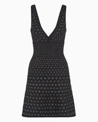 Emporio Armani OFFICIAL STORE Abito Svasato In Maglia Elastica Punto Jacquard Bicolore Capsule Moon Nero