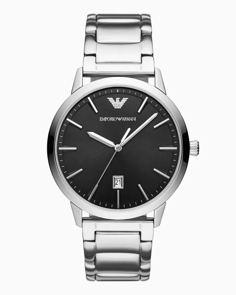 Emporio Armani Orologio in acciaio inossidabile con tre lancette e datario Multicolore