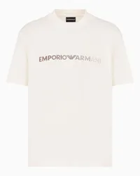 Emporio Armani OFFICIAL STORE T-shirt In Jersey Pima Con Ricamo Logo Beige