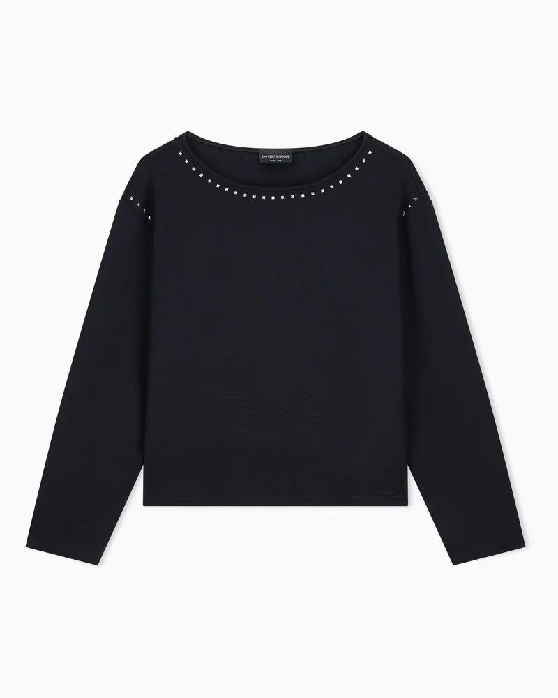 Emporio Armani Maglia in punto Milano con borchiette termosaldate Nero