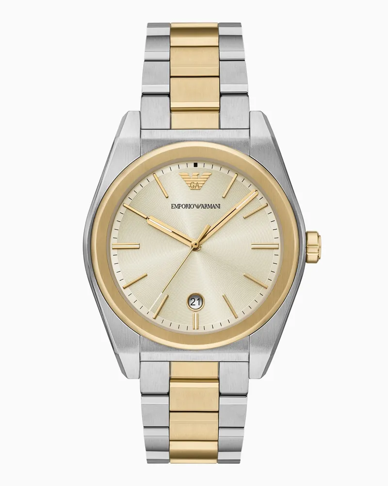 Emporio Armani Orologio bicolore in acciaio inossidabile a tre lancette Multicolore