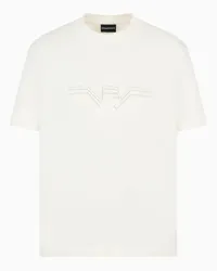 Emporio Armani OFFICIAL STORE T-shirt In Jersey Heavy Con Aquila Degradé Multitexture Bianco