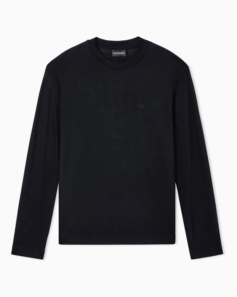 Emporio Armani Maglia in jersey fiammato di lana Nero