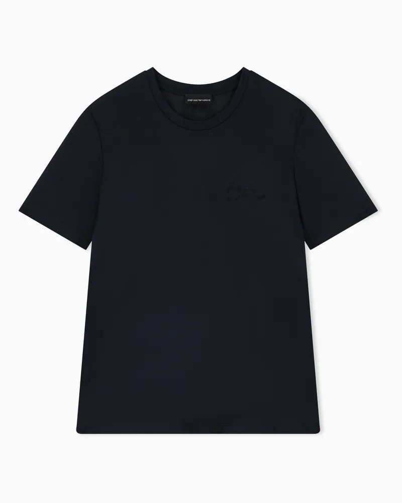 Emporio Armani T-shirt in jersey di viscosa con stampa devoré piazzata Nero