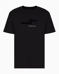 Emporio Armani OFFICIAL STORE T-shirt In Jersey Organico Con Stampa Flock Capsule Black Blue Asv Nero