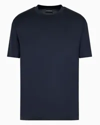 Emporio Armani OFFICIAL STORE T-shirt Con Tape Logato A Rilievo In Jersey Misto Lyocell Asv Blu