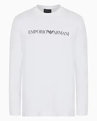 Emporio Armani OFFICIAL STORE Maglia In Jersey Pima Con Stampa Logo Bianco