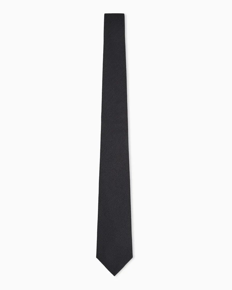 Emporio Armani Cravatta in seta con motivo spigato Nero