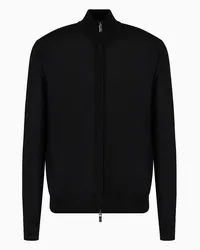 Emporio Armani OFFICIAL STORE Cardigan Full Zip In Lana Vergine Nero