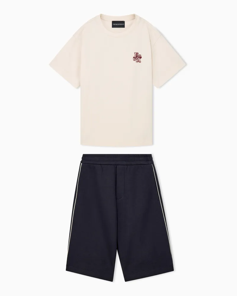 Emporio Armani Completo t-shirt e bermuda in jersey di cotone Blu