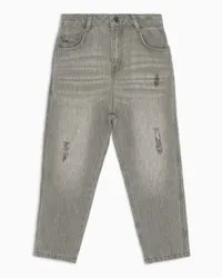 Emporio Armani OFFICIAL STORE Jeans A Gamba Ovale In Denim Con Rotture Nero