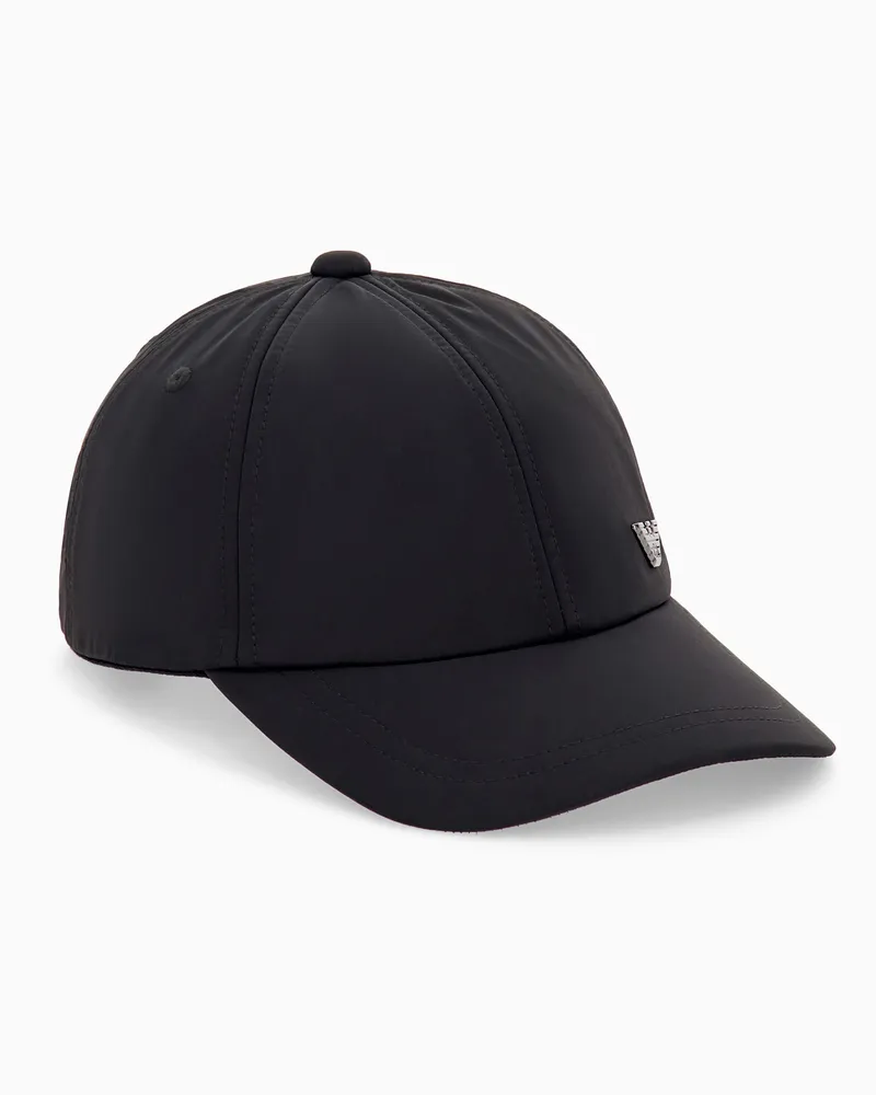 Emporio Armani Cappello da baseball con visiera curva e fodera in cotone Nero