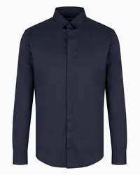 Emporio Armani OFFICIAL STORE Camicia Slim Fit In Raso Leggero Comfort Blu