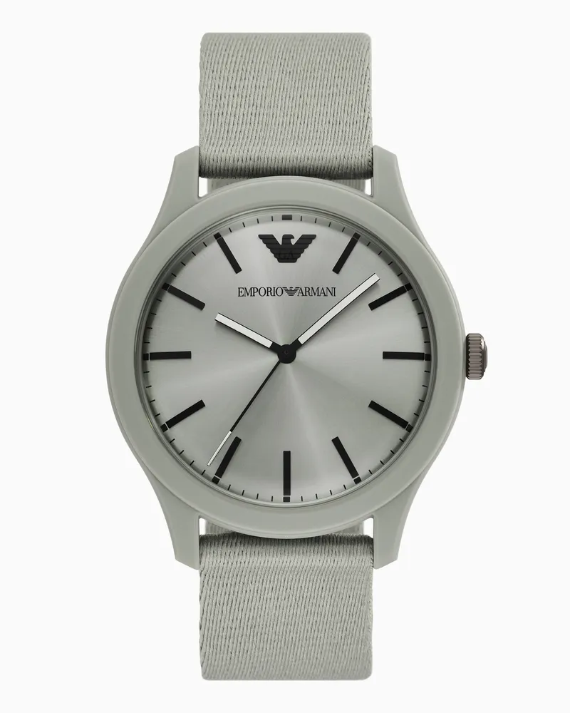 Emporio Armani Orologio in tessuto di nylon #tide ocean material® a tre lancette color sabbia Multicolore