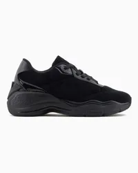 Emporio Armani OFFICIAL STORE Sneakers In Velluto Con Maxi Suola Nero