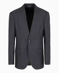 Emporio Armani OFFICIAL STORE Blazer In Misto Lana Mouliné Motivo Chevron Blu