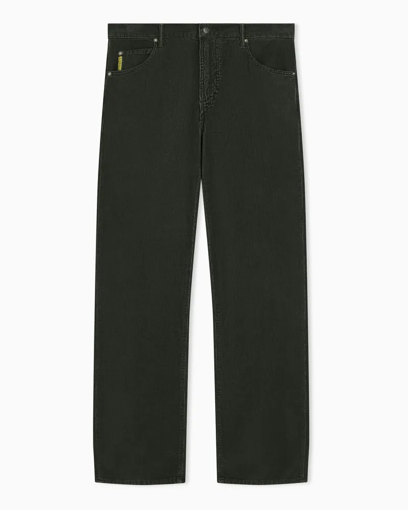 Emporio Armani Pantaloni 5 tasche in cotone con vestibilità regular Verde